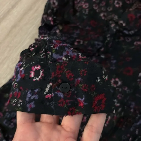 Flaw - New Reiss Long Sleeve Pintuck Floral Ruffle Mini Dress Size 12 NWT - Picture 11 of 13